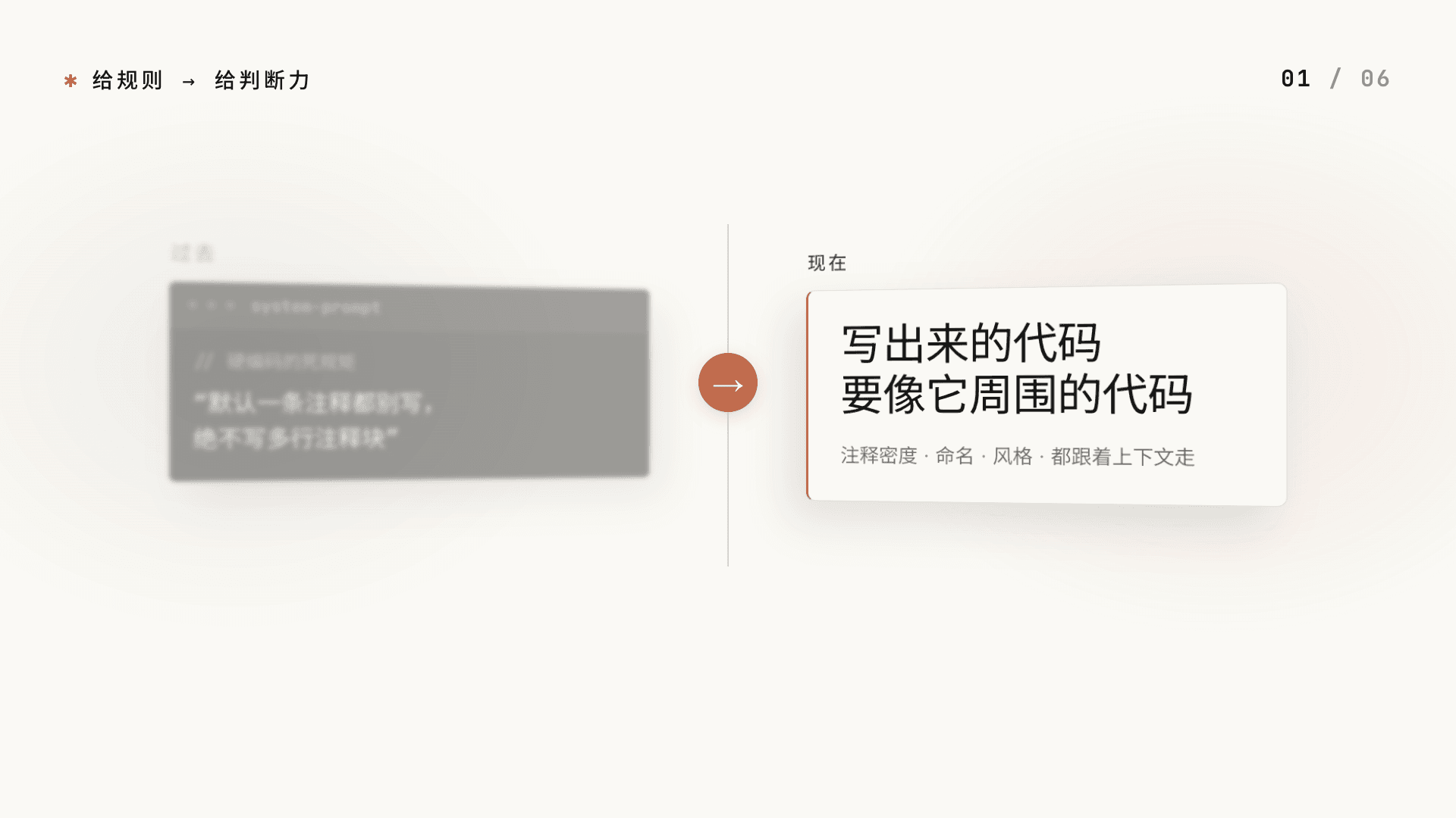 过去写死规则，现在交给判断力 - 让代码像它周围的代码