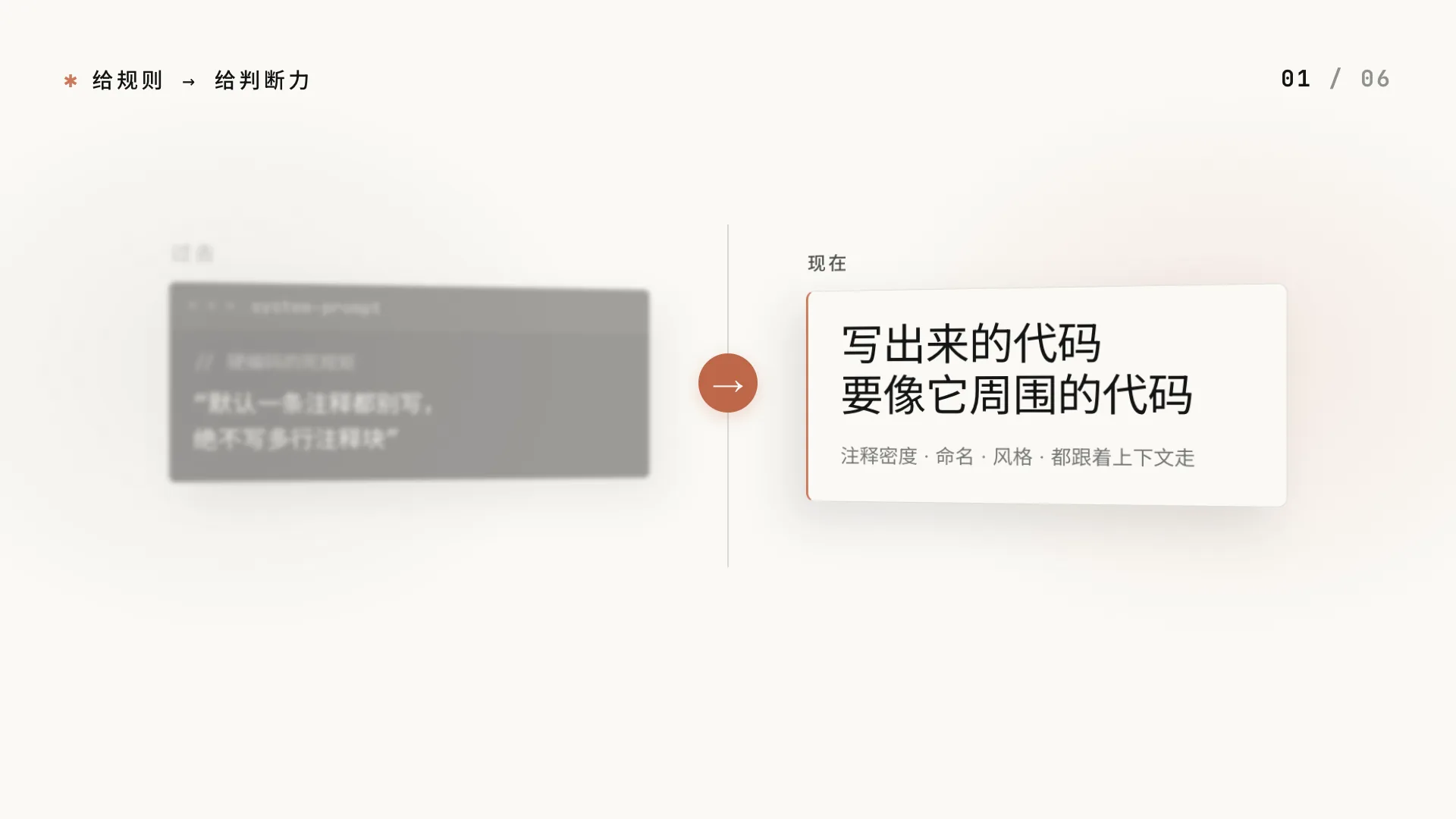 过去写死规则,现在交给判断力 - 让代码像它周围的代码