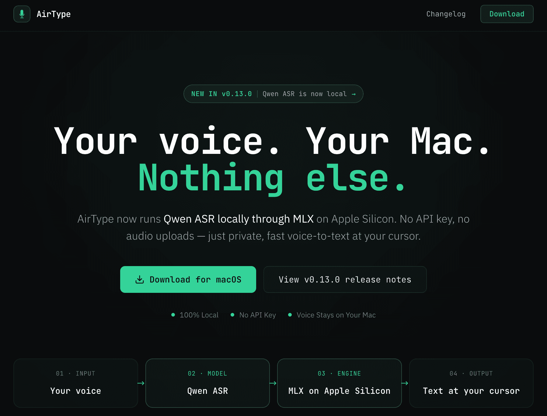 Airtype v0.13.0 官网首页