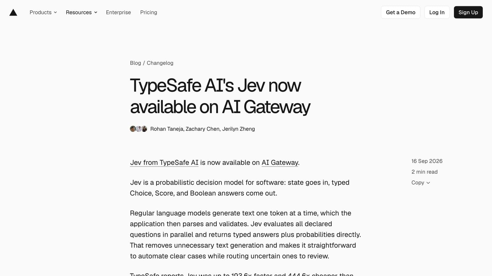 Vercel 9 月 16 日的 changelog:Jev 上了 AI Gateway
